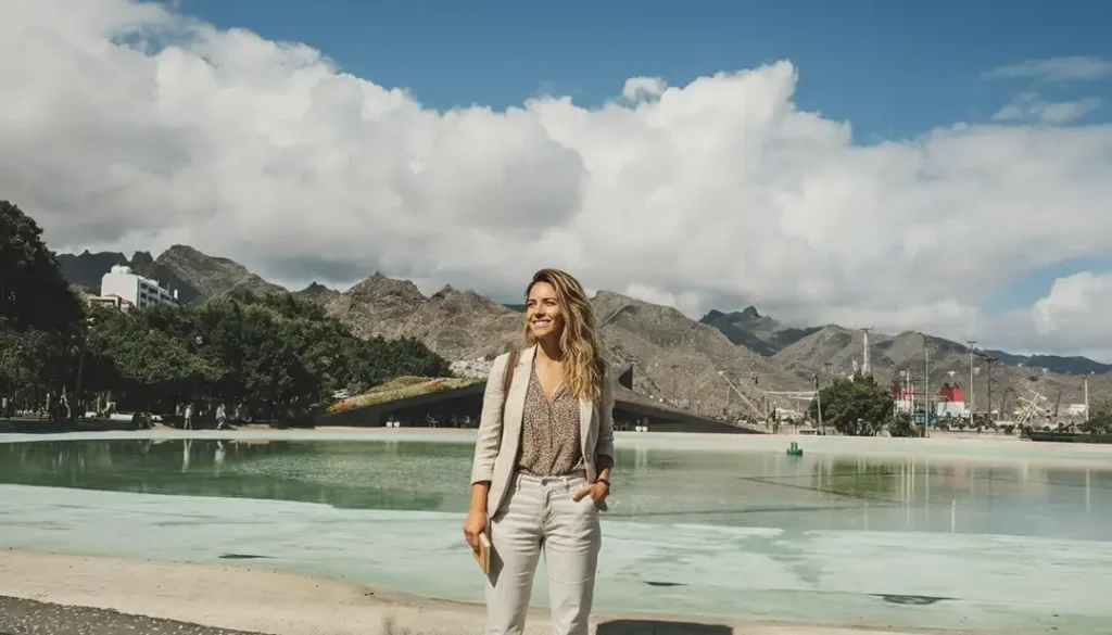 A woman by the lake in Plaza de España, Santa Cruz de Tenerife