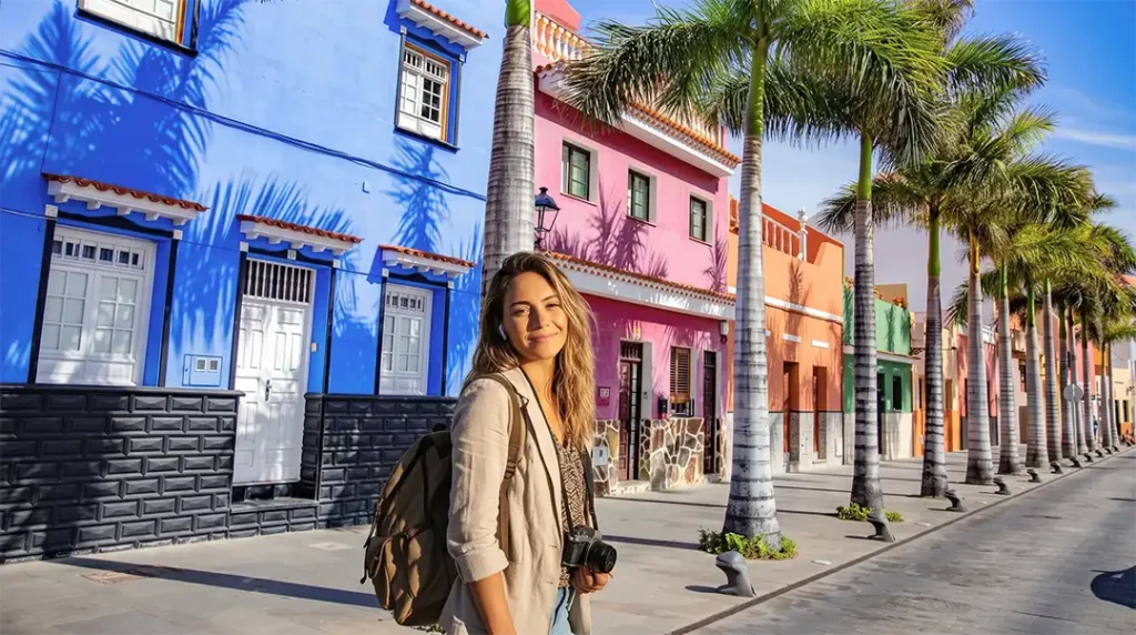 A traveller visiting the picturesque seaside neighbourhood of San Andrés, Santa Cruz de Tenerife