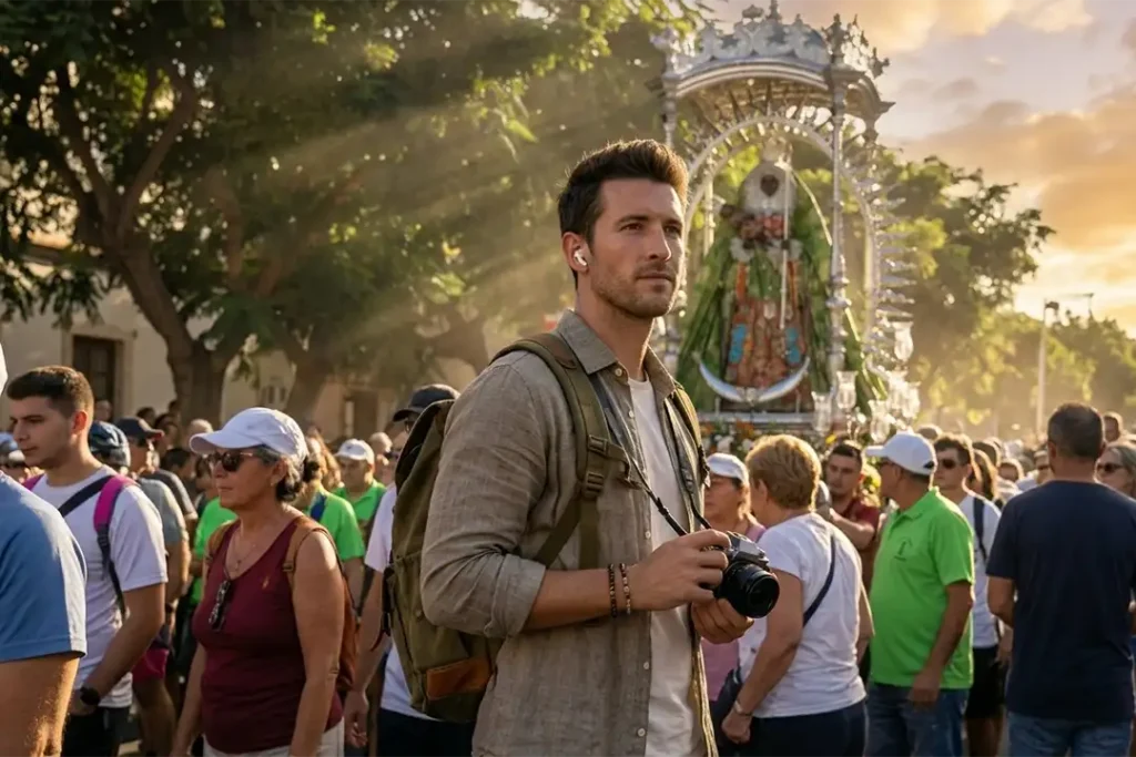 Photojournalist at the procession of Our Lady of Candelaria, patron saint of the Canary Islands